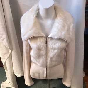 Faux fur zip up sweater